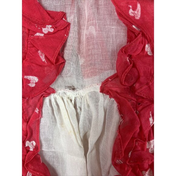 Vintage Custom Mery Hampson Girls Dress Red & White Sheer Ruffle Details - Picture 2 of 11